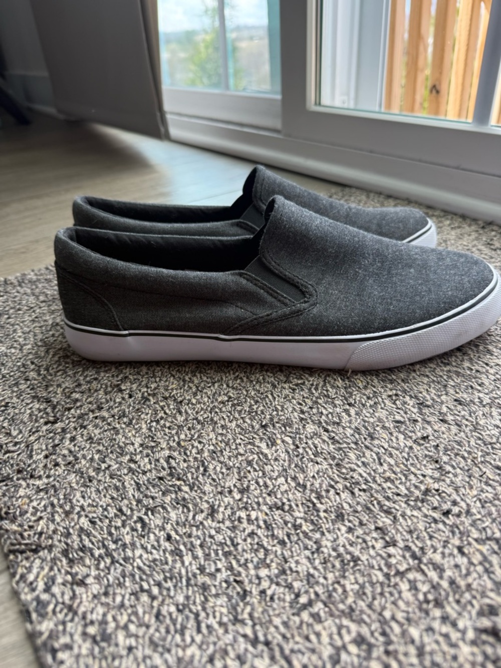Gray Slip-On Canvas Sneakers with White Sole - Picture 2 of 5